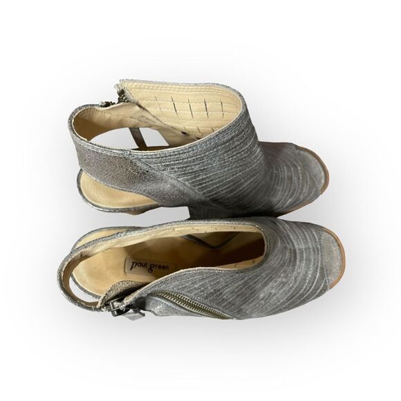 Paul Green Silver Peep Toe Leather Heels - (5.5) 8 US - Picture 6 of 13